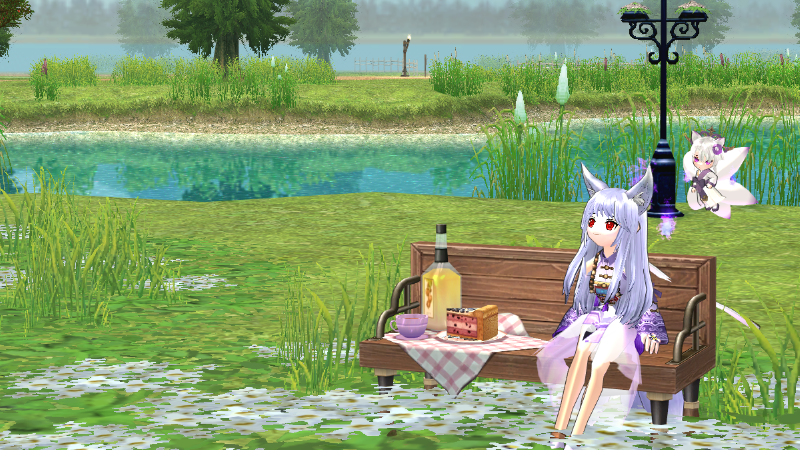 暖かい午後のピクニックベンチ